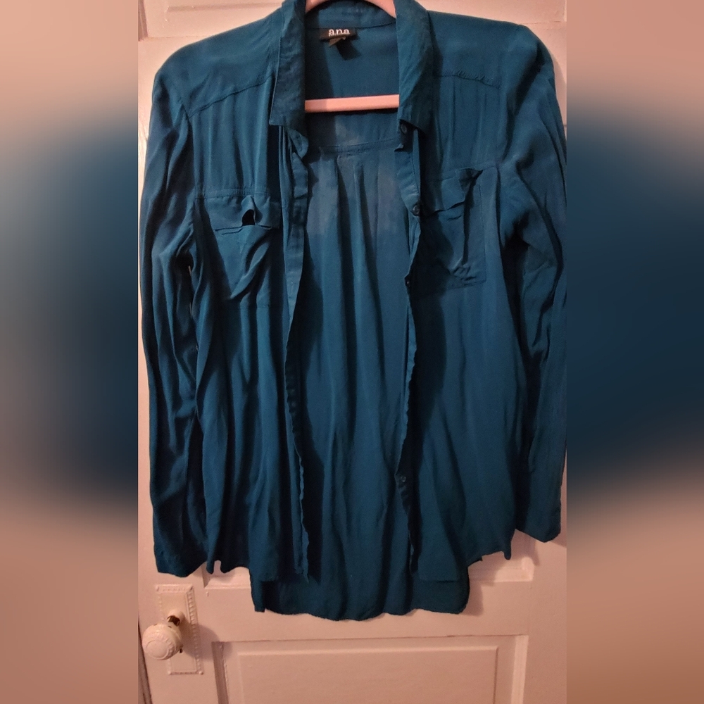 a.n.a Teal Women's Button Down Shirt